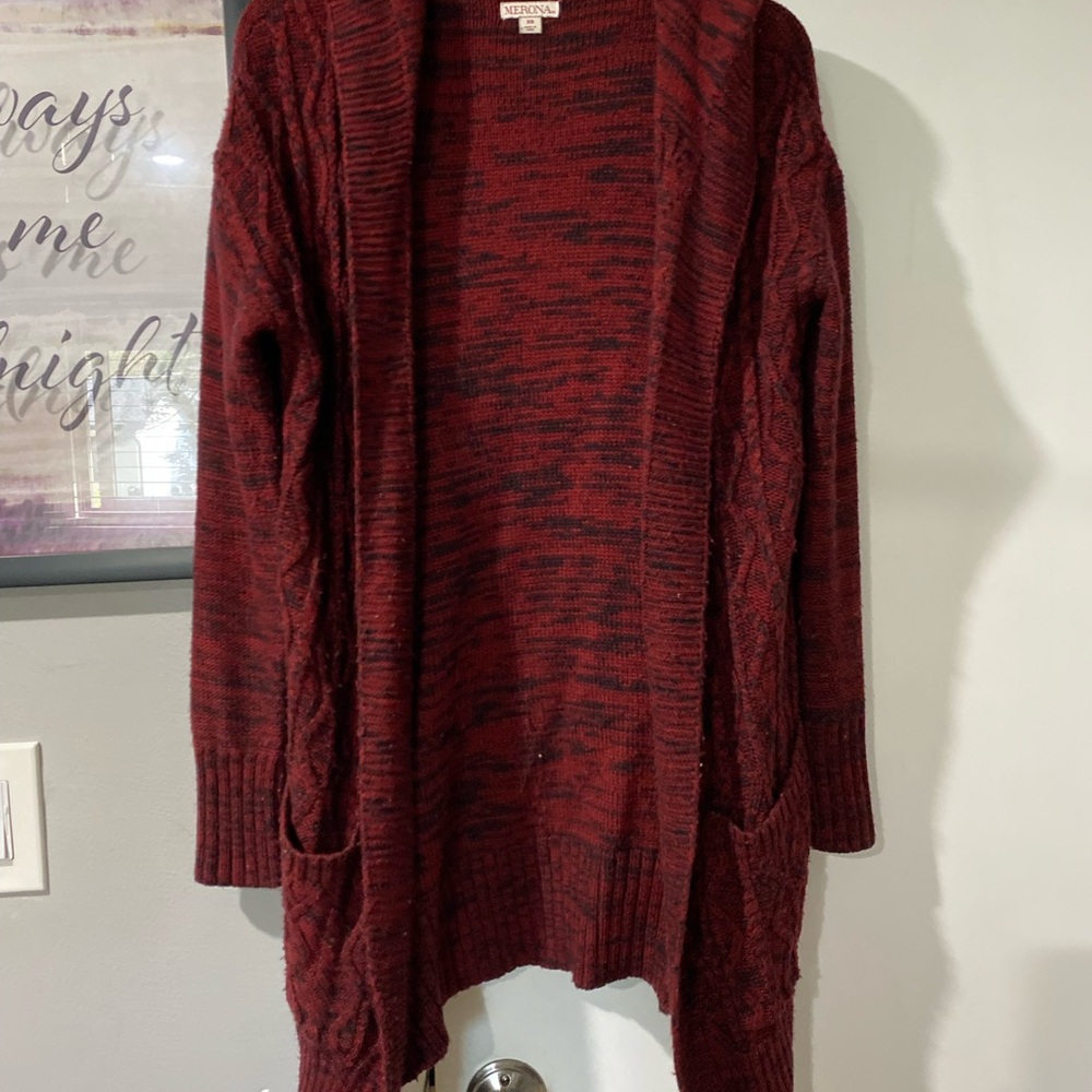 5/20 Merona Maroon Open Front Cardigan
